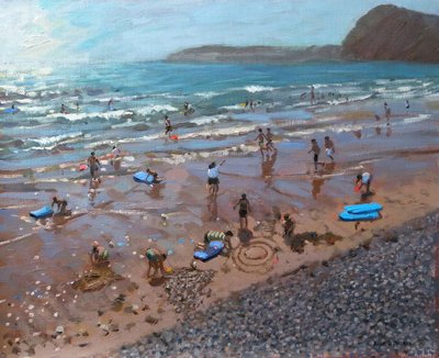 Kreise im Sand, Sidmouth, 2007 von Andrew Macara
